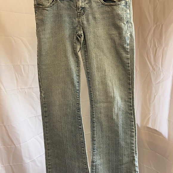 Wet Seal Blue Boot Cut Jeans with Vintage-Inspired Wash - Picture 1 of 5
